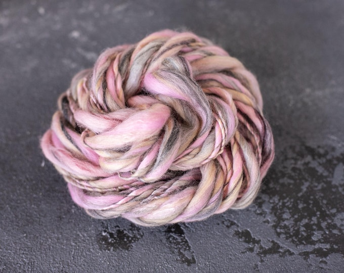 Art Yarn handspun , Handspun effect yarn Merino wool slub thick and thin with silk