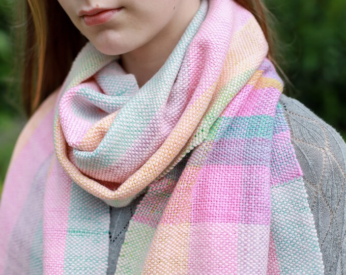 Merino scarf hand-dyed and hand-woven / hand-dyed & hand-woven scarf wrap / tube scarf / wool / scarf wool / weaving cowl rainbow