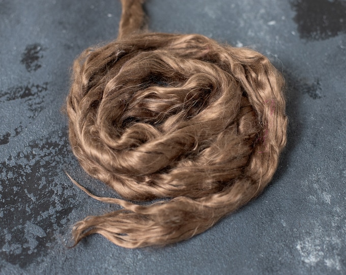 Mulberry silk nut brown / for spinning and felting / mulberry silk tops