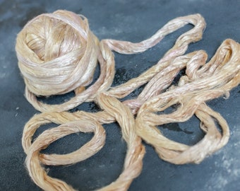 Mulberry silk hand dyed / for spinning and felting / hand dyed mulberry silk tops / cream