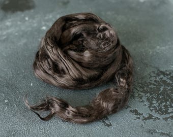 Mulberry silk dark brown / for spinning and felting / mulberry silk tops