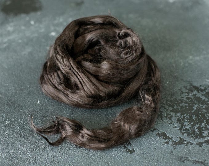 Mulberry silk dark brown / for spinning and felting / mulberry silk tops