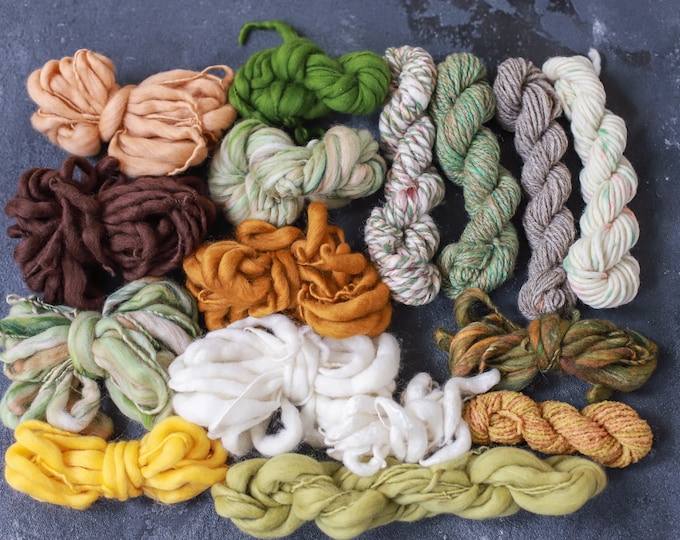 WEAVERS PACK, Natural Colors Art Yarn handspun, Handspun Effect Yarn Merino Weaving Yarn 257g