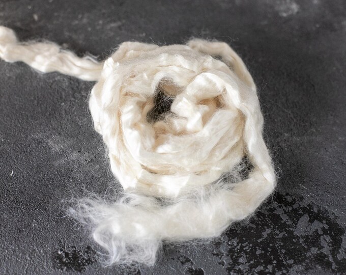 Tussa silk white / for spinning and felting / Tussa Silk tops