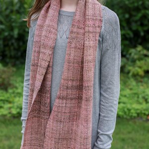 Merino silk scarf hand-spun and hand-woven / handspun & handwoven scarf wrap / tube scarf / scarf wool / weaving cowl pink-brown image 6