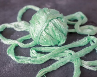 Mulberry silk hand dyed / for spinning and felting / hand dyed mulberry silk tops / mint green