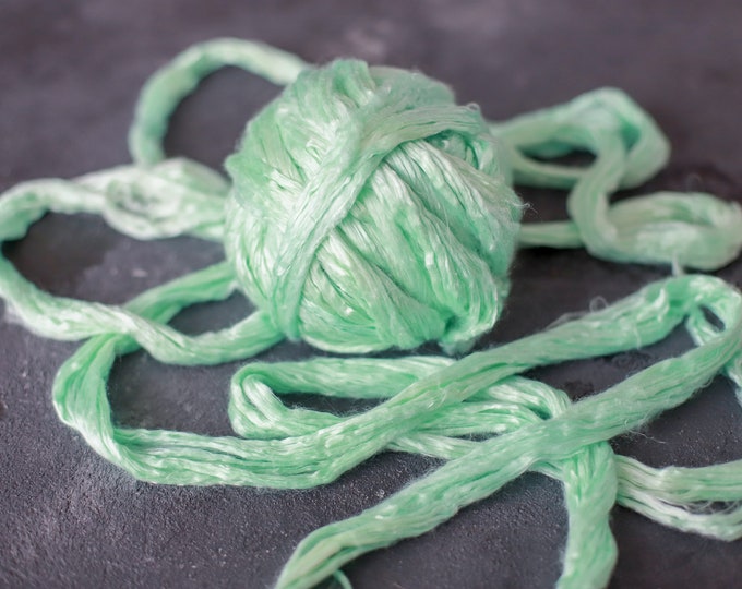 Hand dyed mulberry silk / for spinning and felting / hand dyed mulberry silk tops / mint green