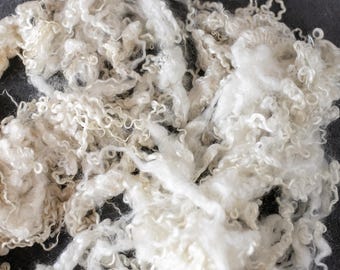 Wensleydale sheep curls shearling / for spinning and felting / doll hair natural white 10-20 cm