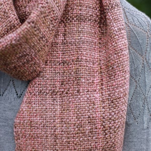 Merino silk scarf hand-spun and hand-woven / handspun & handwoven scarf wrap / tube scarf / scarf wool / weaving cowl pink-brown image 7