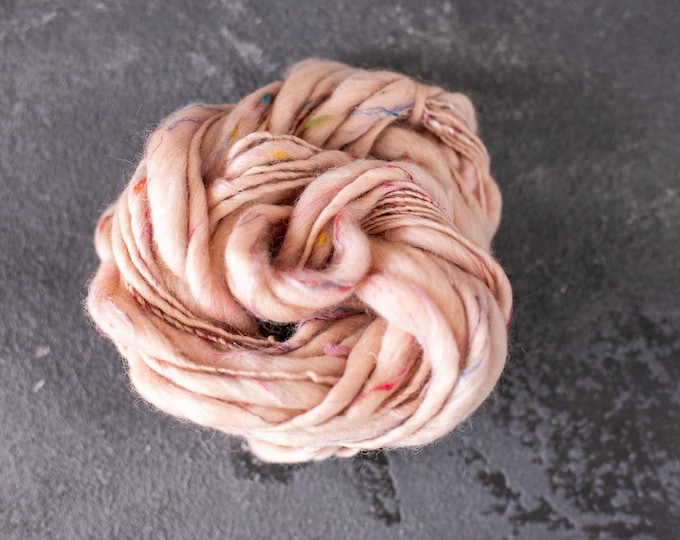 Art Yarn handspun , Handspun effect yarn Merino wool slub thick and thin, with sari silk