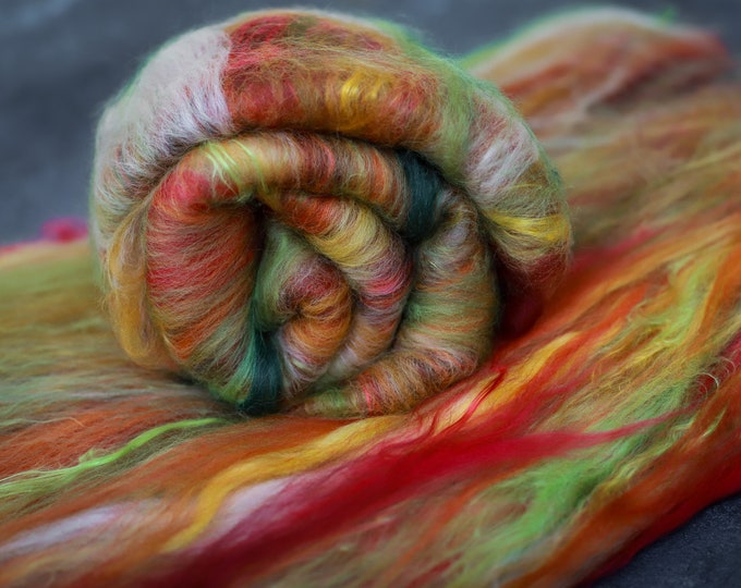 Art Batt / carded wool, felt wool, spinning lining, carded fleece, non-woven merino, spun wool, hand carded wool silk / felting batts