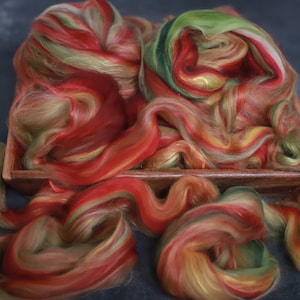 Sample Silk merino wool roving / hand combed top / for spinning and felting / autumn