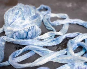 Mulberry silk hand dyed / for spinning and felting / hand dyed mulberry silk tops light blue