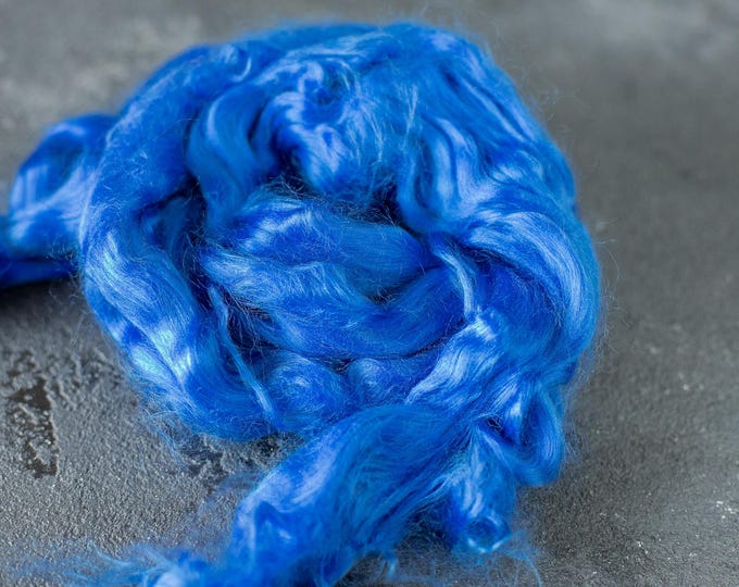 Viscose combed yarn fairy hair fibers for spinning and felting / doll hair / felting wool vegan royal blue