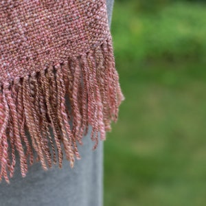 Merino silk scarf hand-spun and hand-woven / handspun & handwoven scarf wrap / tube scarf / scarf wool / weaving cowl pink-brown image 2