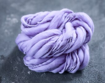 Art Yarn, handspun art yarn for plaid hat snood blanket, Merino / handspun wool / effect yarn lilac wool for slub, felting, weaving