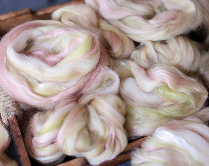 Sample Silk merino wool roving / hand combed top / for spinning and felting