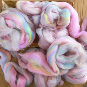 Sample combed top / Roving / Merino Wool Tops / Blends wool for spinning and felting / Handblended Wool / Hand-pulled wool rainbow 2 image 2