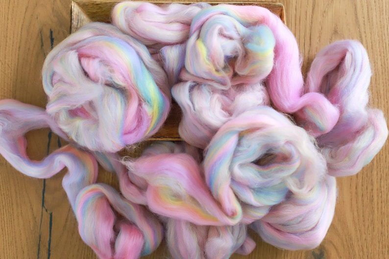 Sample combed top / Roving / Merino Wool Tops / Blends wool for spinning and felting / Handblended Wool / Hand-pulled wool rainbow 2 image 2