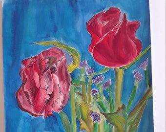 Roses and Lavender Watercolor Fine Art Print