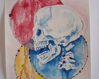Skull Watercolor Art Print
