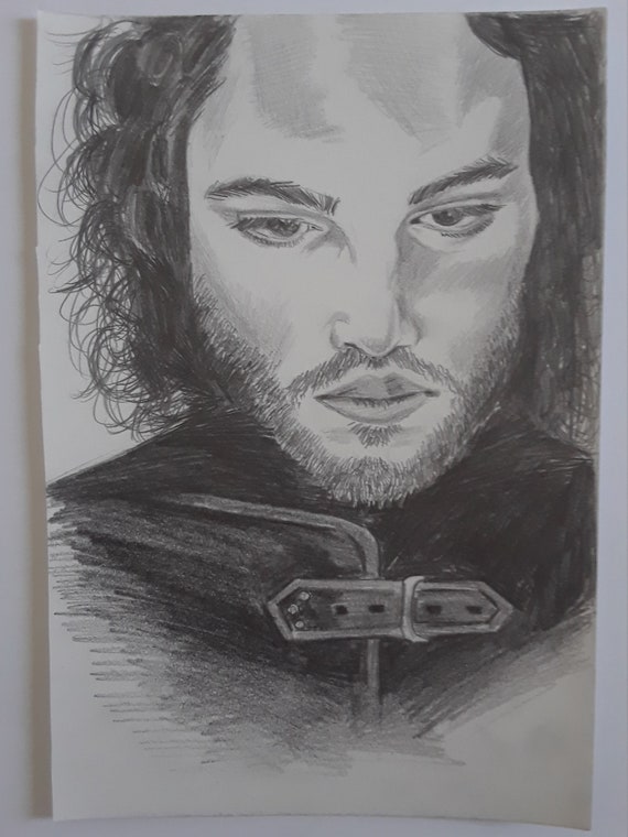 size A4 21.00 x 29.70 cm Artwork portrait original print Draw Jon Snow/'s original portrait in pencil of the TV series Game of Thrones