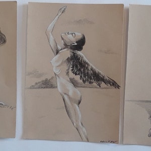ORIGINAL Winged Woman Collection- Full set of original drawings