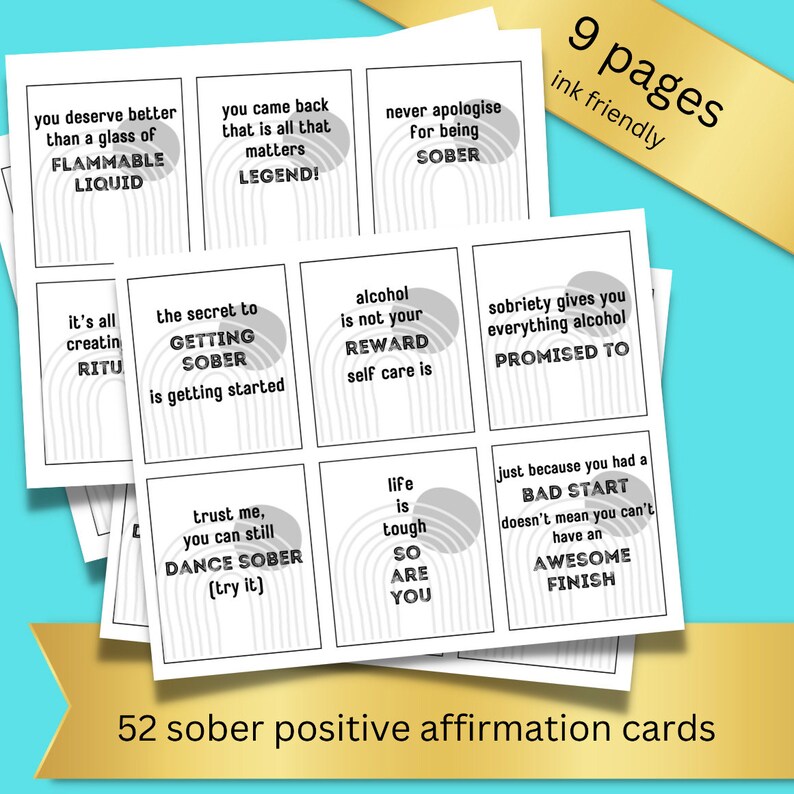 Sober Affirmation Cards Printable Instant Download - Etsy