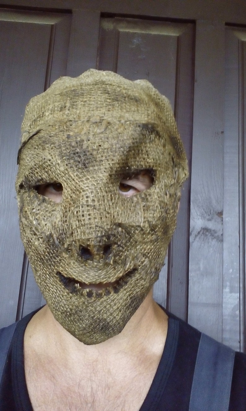 Burlap Head Mask Halloween Horror Burlap Mask Creepy Mask Etsy