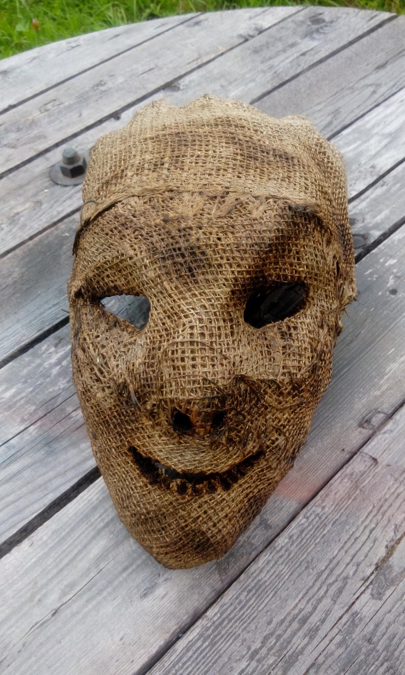 Burlap Head Mask Halloween Horror Burlap Mask Creepy Mask Etsy