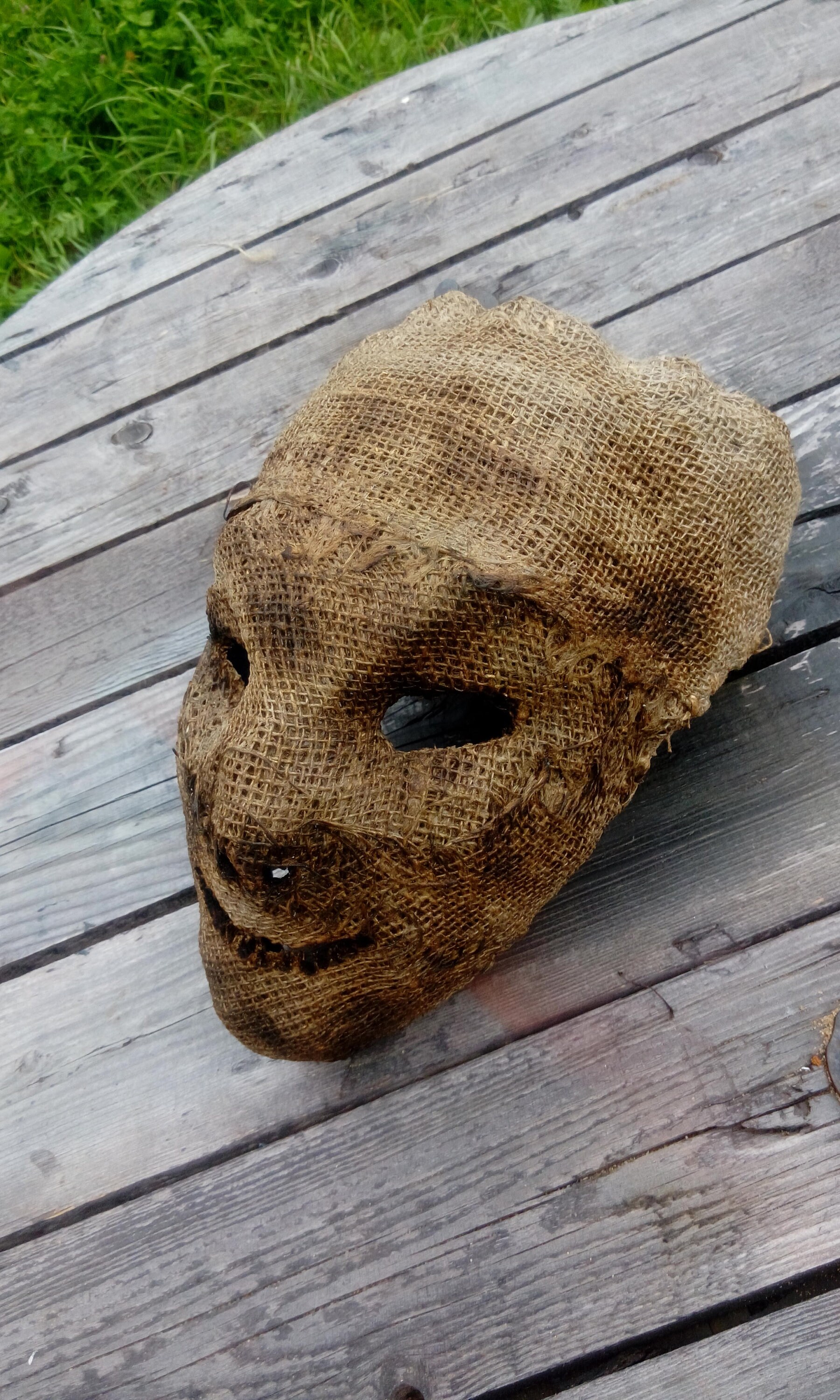 Burlap Head Mask Halloween Horror Burlap Mask Creepy Mask Etsy