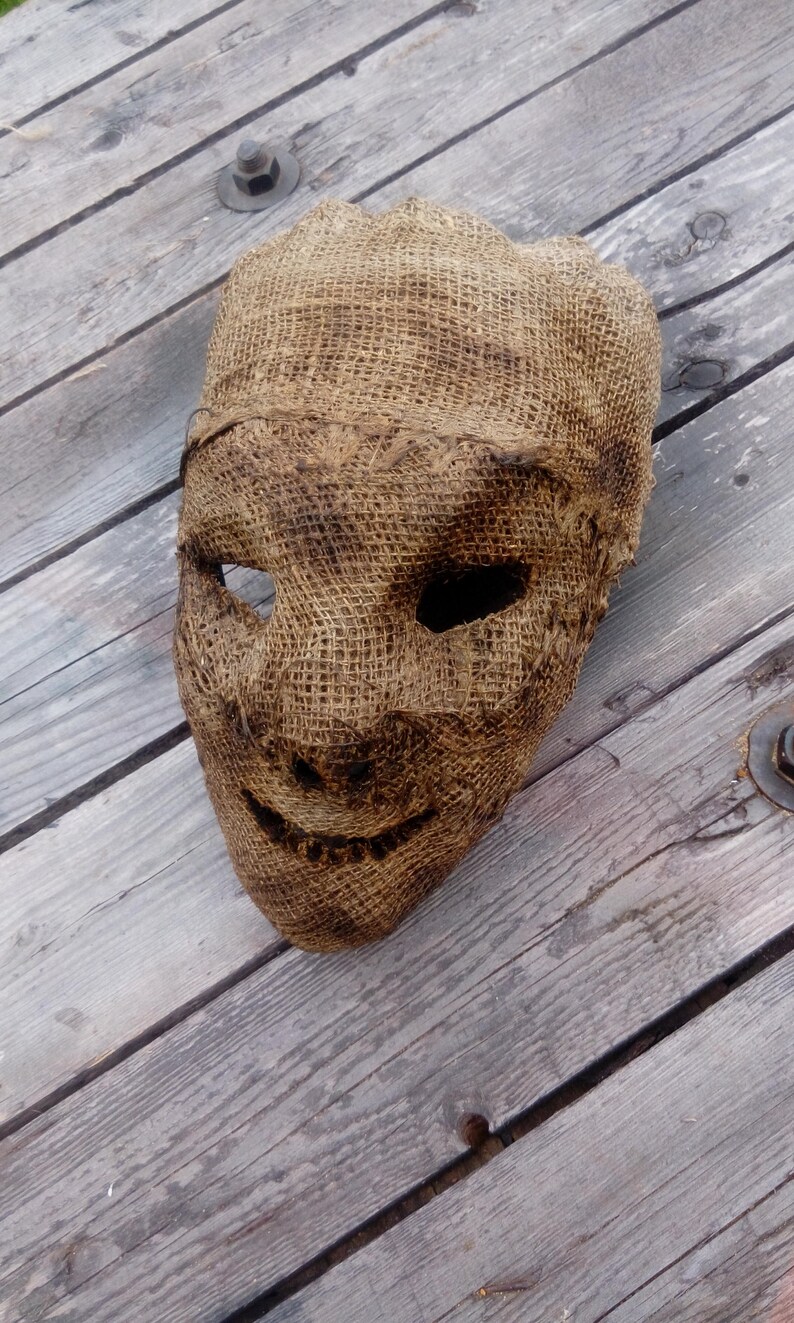 Burlap Head Mask Halloween Horror Burlap Mask Creepy Mask Etsy