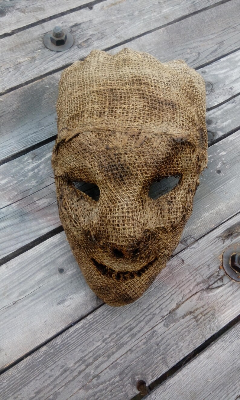 Burlap Head Mask Halloween Horror Burlap Mask Creepy Mask Etsy