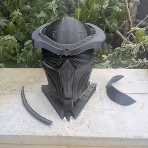 Predator Inspired Samurai Style Face Mask and stand