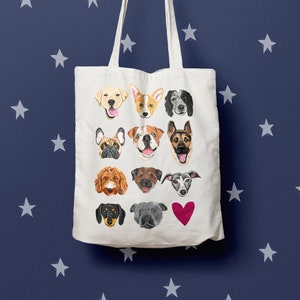Tote Bag | Crazy about dogs | Dogs themed tote bag