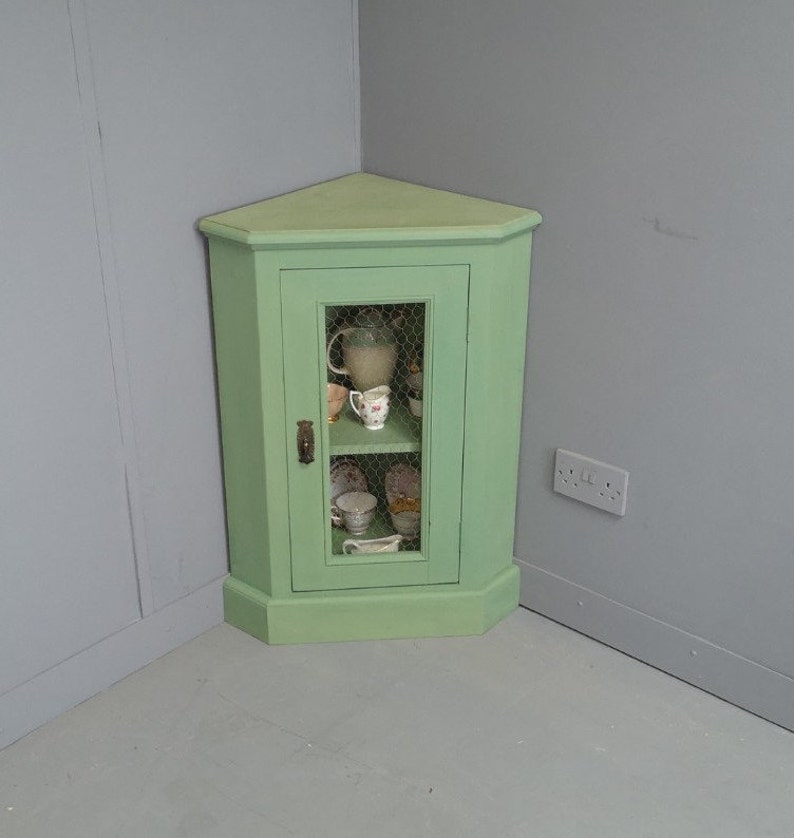 New Vintage Style Corner Display Cabinet Farmhouse Kitchen Etsy