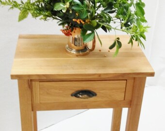 Hand made in UK oak console table with drawer Side table Bed side Table