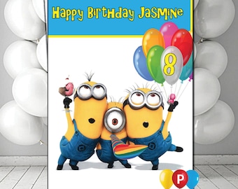 Personalised minions 3 Birthday Card