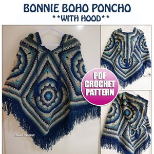 Poncho Bonnie Boho - Patrón de crochet (Descarga PDF)