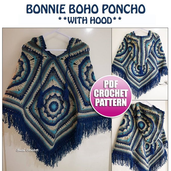 Bonnie Boho Poncho - Patron au crochet *Téléchargement PDF