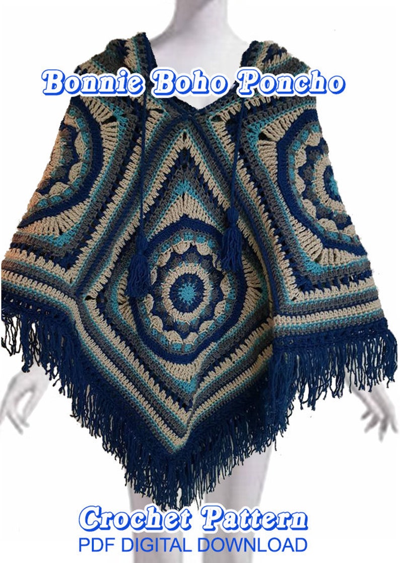 Bonnie Boho Poncho Crochet Pattern PDF Download image 2