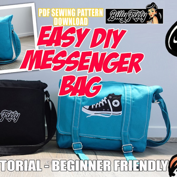 Classic MESSENGER BAG - PDF sewing pattern download Billy Fifty