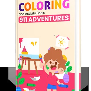 Kids 911 emergency coloring book, digital file, instant download