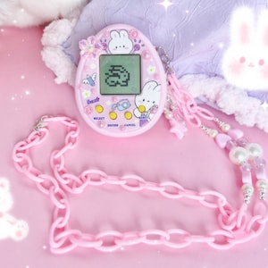 Pink Dreamy Bunny Tamagotchi Digital Pet Necklace