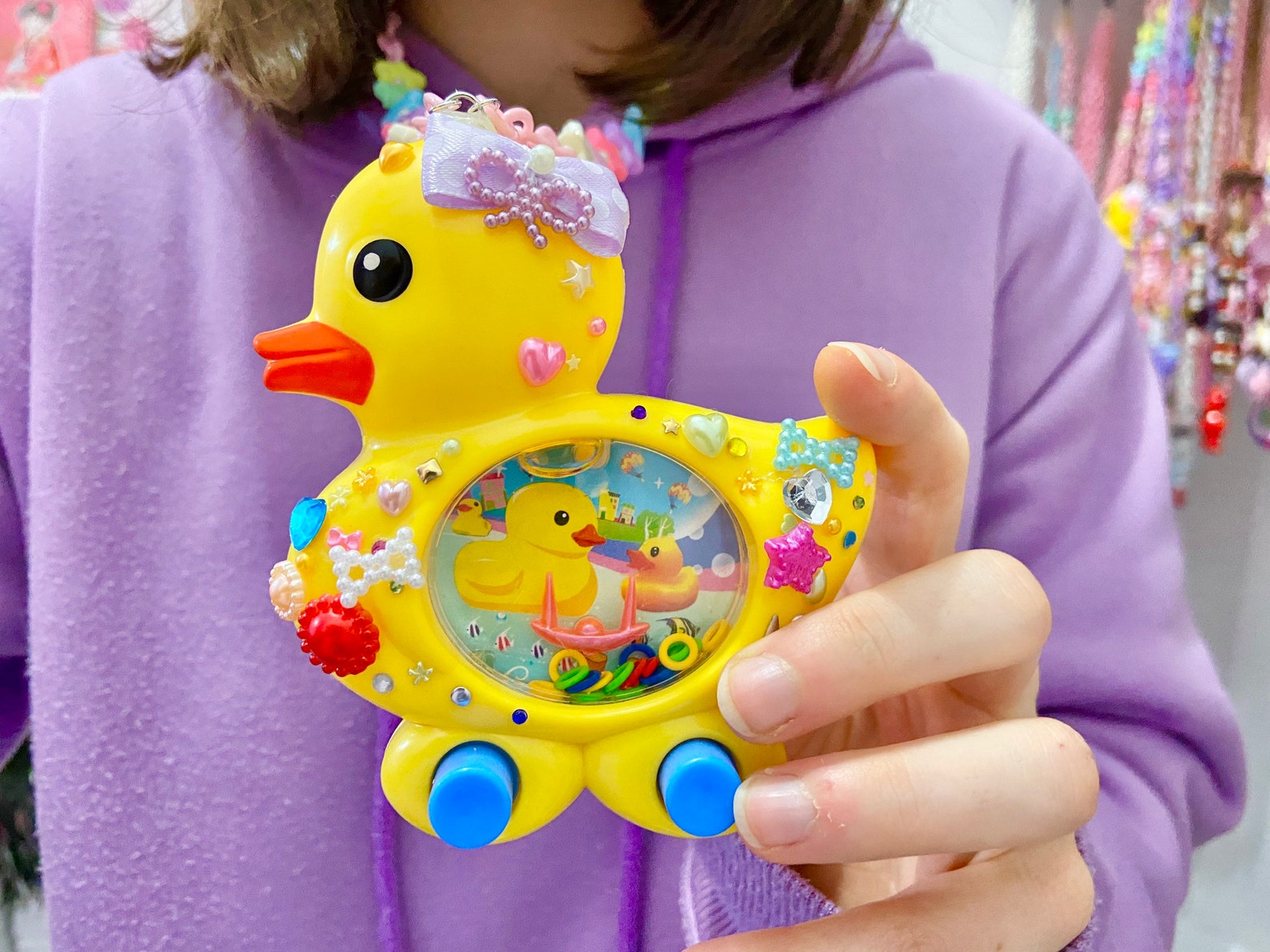 Rubber Ducky Bubble/ring Game Necklace Harajuku Fashion Etsy