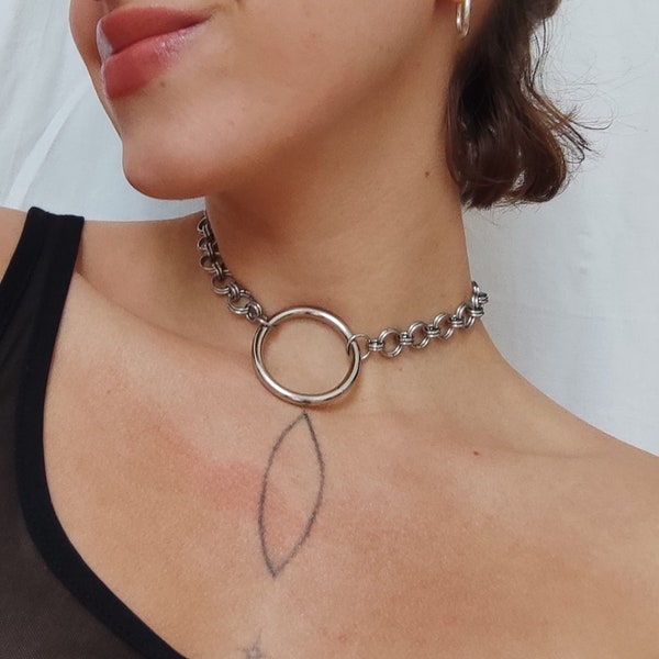 THE "oOo" CHOKER NECKLACE silver O-Ring necklace