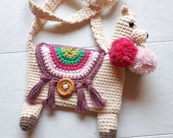 Llama purse crochet pattern, toddler purse digital download, stuffed llama bag crochet pattern