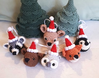 Christmas animals tree ornaments crochet pattern, diy Holiday decor, digital download