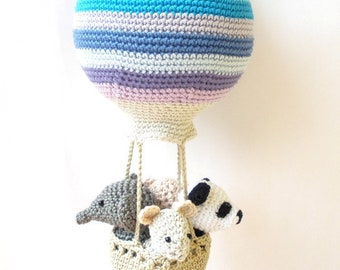 Hot air balloon crochet pattern, amigurumi balloon pattern, hot air balloon diy, crochet nursery decor