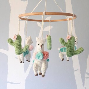 Llama baby mobile crochet pattern, llama nursery mobile pattern, diy crib mobile, baby mobile digital download, boho nursery decor image 9